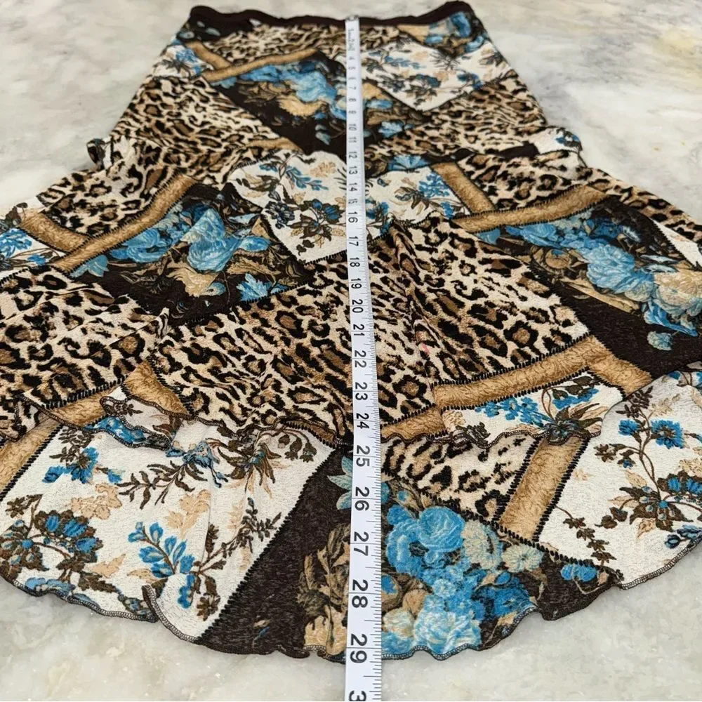 Karen Kane High-Low Midi Mixed Print Skirt. Size Small-P